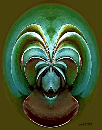 A Green Mask by artist Charlie Kreitler